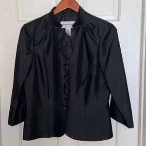 Victor Costa Black Formal Fitted Button Front Elbow Sleeve Waist Jacket